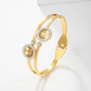 luxury stainless steel tree of life open bracelet
